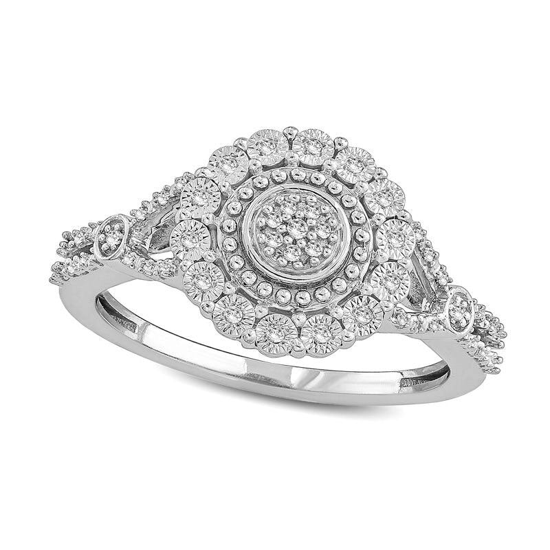 Image of ID 1 010 CT TW Composite Natural Diamond Frame Ring in Sterling Silver