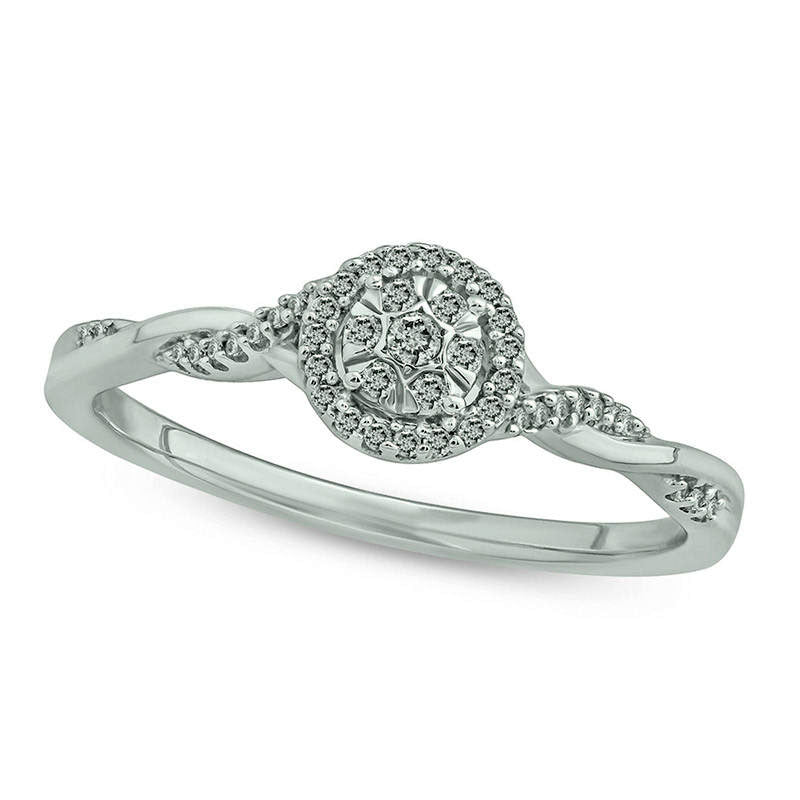 Image of ID 1 010 CT TW Composite Natural Diamond Frame Twist Promise Ring in Sterling Silver