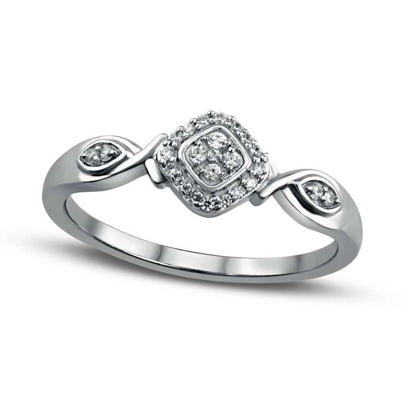 Image of ID 1 010 CT TW Composite Natural Diamond Frame Twist Shank Promise Ring in Solid 10K White Gold