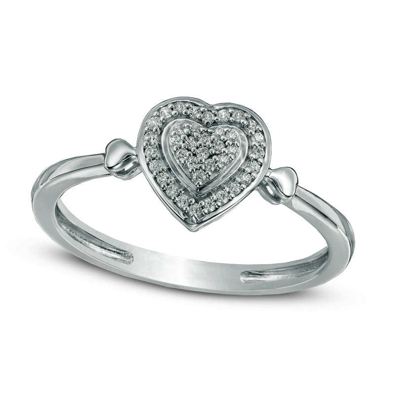 Image of ID 1 010 CT TW Composite Natural Diamond Heart Promise Ring in Solid 10K White Gold
