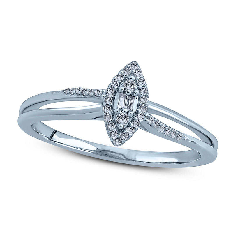 Image of ID 1 010 CT TW Composite Natural Diamond Marquise Frame Promise Ring in Solid 10K White Gold
