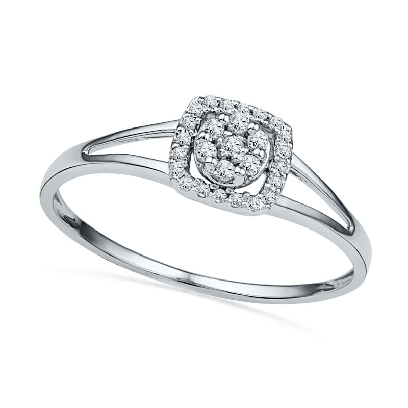Image of ID 1 010 CT TW Composite Natural Diamond Square Frame Promise Ring in Solid 10K White Gold