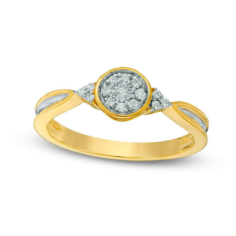 Image of ID 1 010 CT TW Composite Natural Diamond Tri-Sides Promise Ring in Solid 10K Yellow Gold