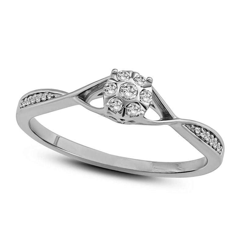 Image of ID 1 010 CT TW Composite Natural Diamond Twist Promise Ring in Solid 10K White Gold