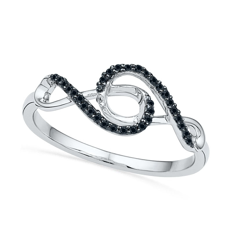 Image of ID 1 010 CT TW Enhanced Black Natural Diamond Double Infinity Ring in Sterling Silver