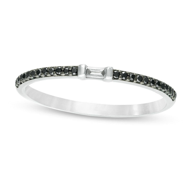 Image of ID 1 010 CT TW Enhanced Black and White Natural Diamond Anniversary Band in Solid 10K White Gold