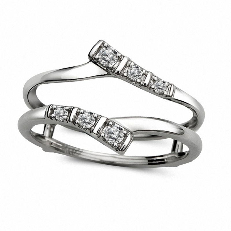 Image of ID 1 010 CT TW Natural Clarity Enhanced Diamond Double Bypass Solitaire Enhancer in Solid 10K White Gold