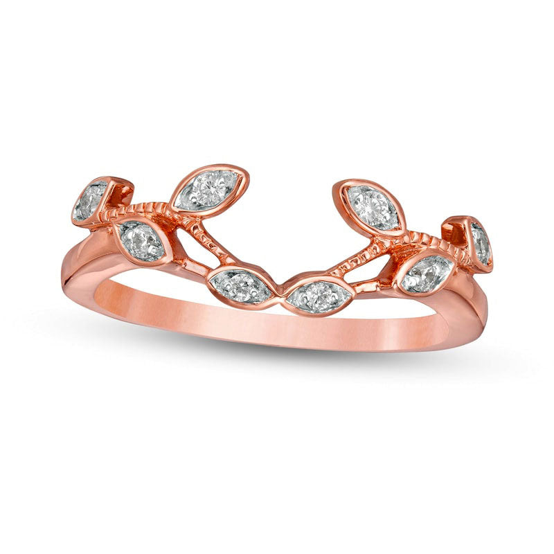 Image of ID 1 010 CT TW Natural Clarity Enhanced Diamond Leaf Solitaire Enhancer in Solid 10K Rose Gold