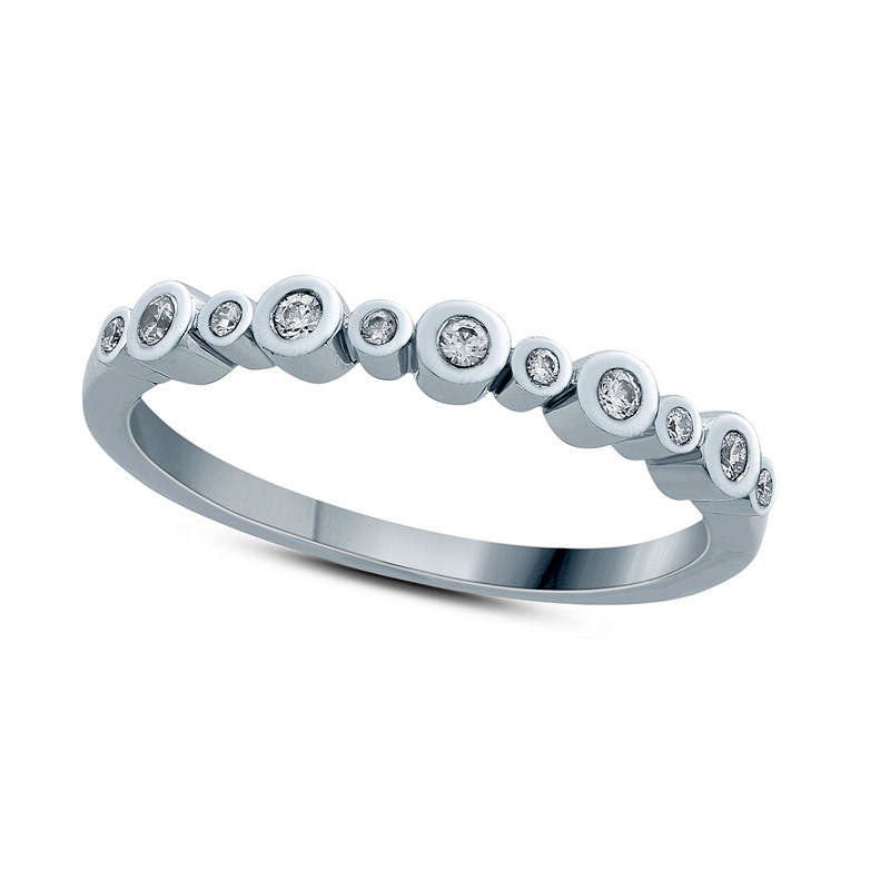 Image of ID 1 010 CT TW Natural Diamond Alternating Anniversary Band in Sterling Silver