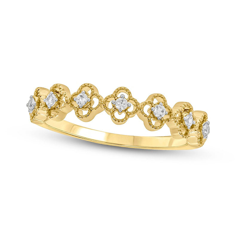 Image of ID 1 010 CT TW Natural Diamond Antique Vintage-Style Clover Ring in Solid 10K Yellow Gold