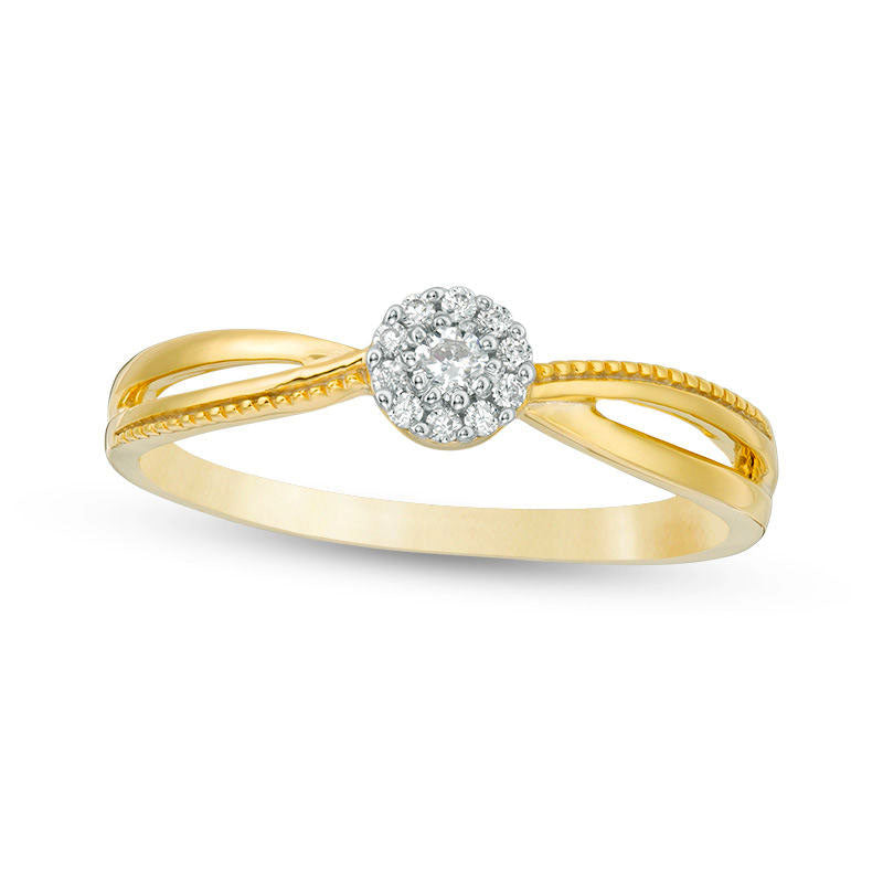 Image of ID 1 010 CT TW Natural Diamond Antique Vintage-Style Split Shank Promise Ring in Solid 10K Yellow Gold