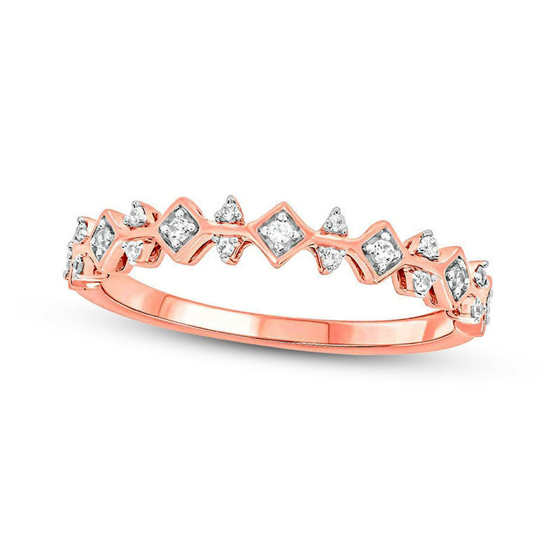 Image of ID 1 010 CT TW Natural Diamond Art Deco Ring in Solid 10K Rose Gold