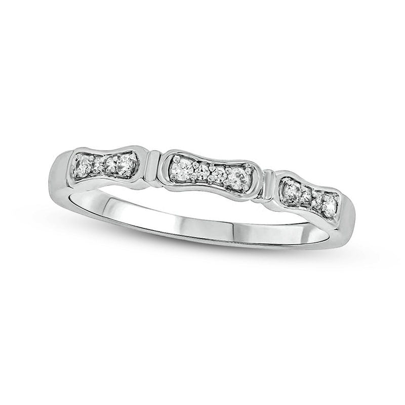 Image of ID 1 010 CT TW Natural Diamond Bamboo-Style Ring in Solid 10K White Gold