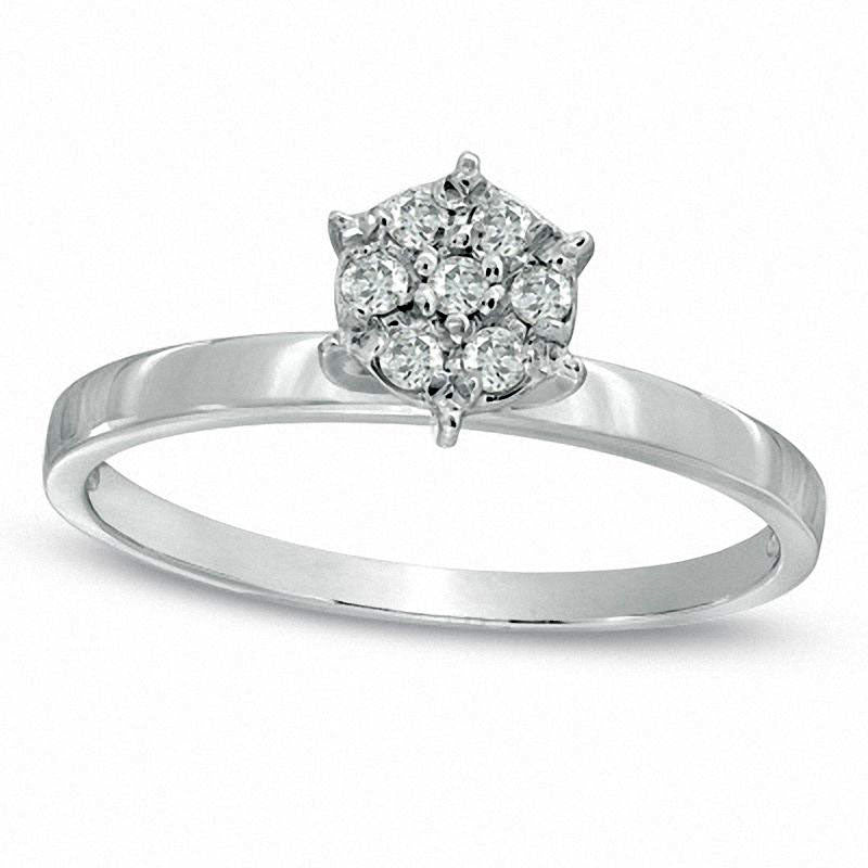 Image of ID 1 010 CT TW Natural Diamond Cluster Engagement Ring in Solid 10K White Gold