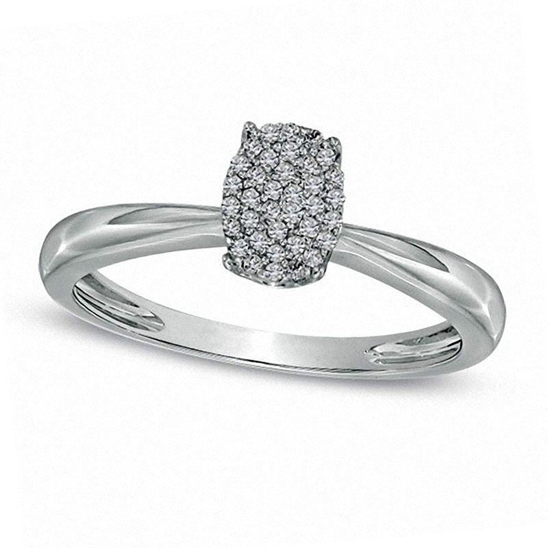 Image of ID 1 010 CT TW Natural Diamond Cluster Oval Promise Ring in Solid 10K White Gold