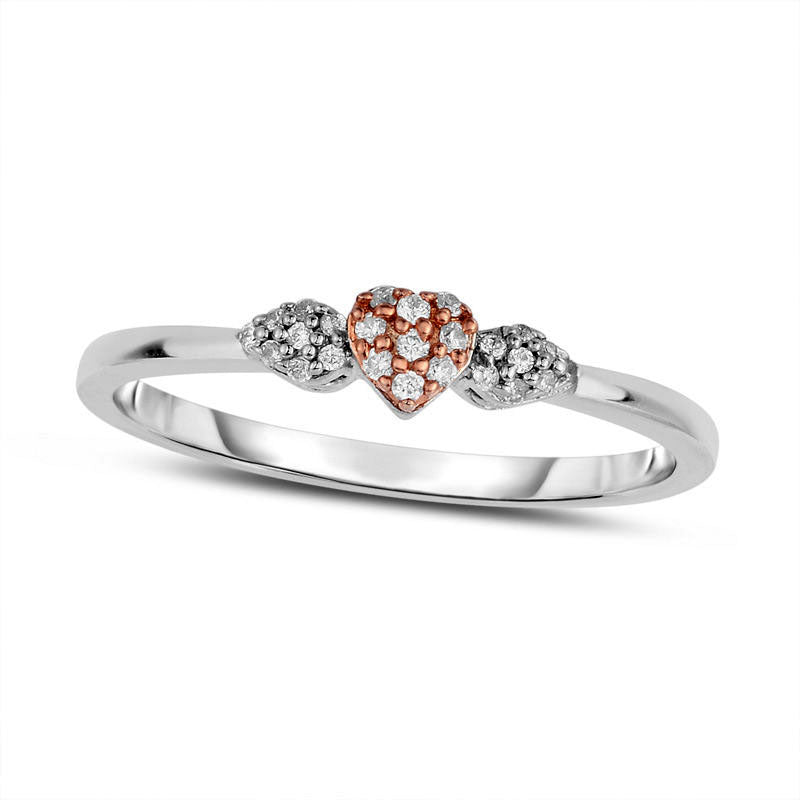 Image of ID 1 010 CT TW Natural Diamond Composite Heart Promise Ring in Solid 10K Two-Tone Gold