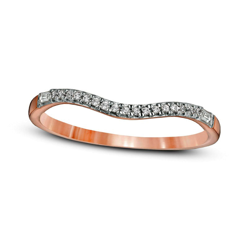 Image of ID 1 010 CT TW Natural Diamond Contour Anniversary Band in Solid 10K Rose Gold