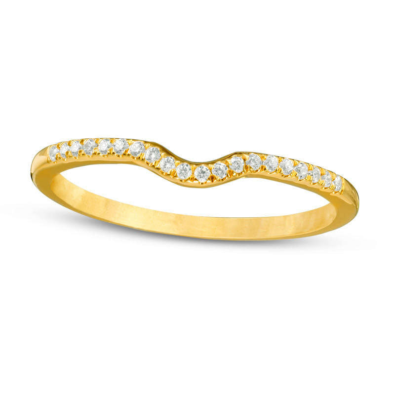 Image of ID 1 010 CT TW Natural Diamond Contour Wedding Band in Solid 10K Yellow Gold