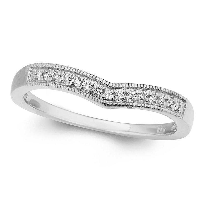 Image of ID 1 010 CT TW Natural Diamond Contour Wedding Band in Sterling Silver