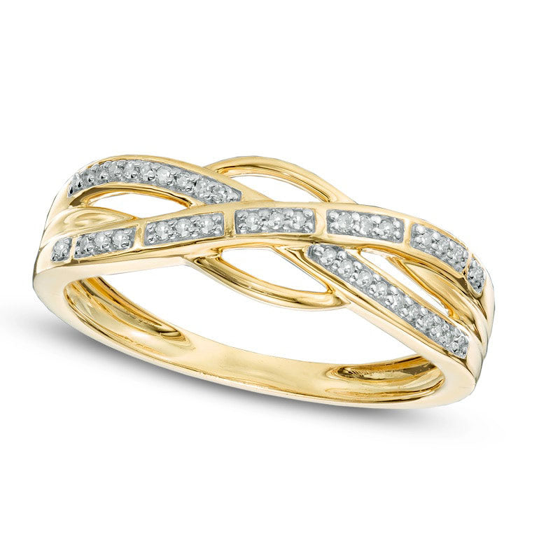 Image of ID 1 010 CT TW Natural Diamond Crossover Band in Solid 10K Yellow Gold