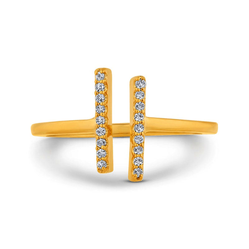 Image of ID 1 010 CT TW Natural Diamond Double Bar Open Ring in Solid 10K Yellow Gold