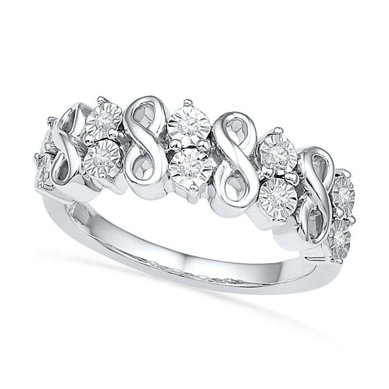 Image of ID 1 010 CT TW Natural Diamond Double Row Infinity Band in Sterling Silver