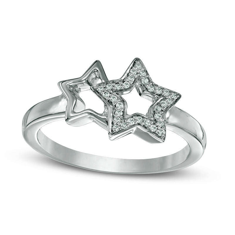 Image of ID 1 010 CT TW Natural Diamond Double Star Ring in Sterling Silver