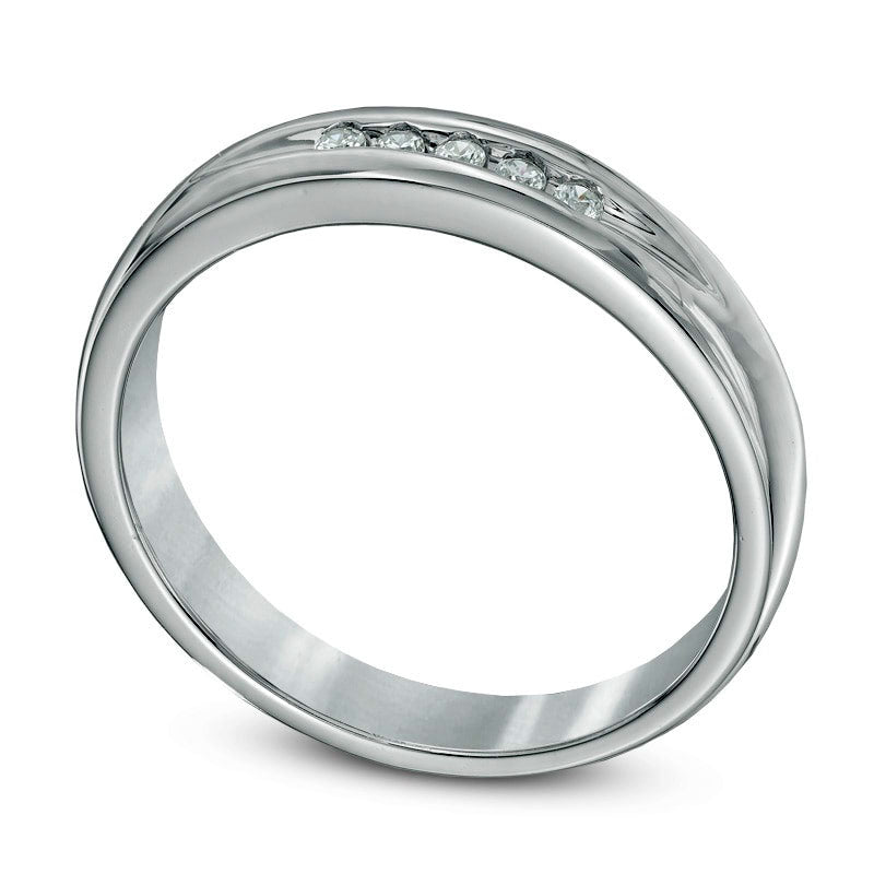 Image of ID 1 010 CT TW Natural Diamond Five Stone Anniversary Band in Sterling Silver