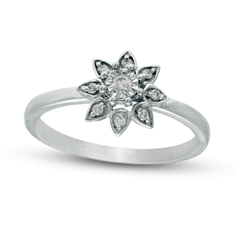 Image of ID 1 010 CT TW Natural Diamond Flower Promise Ring in Solid 10K White Gold