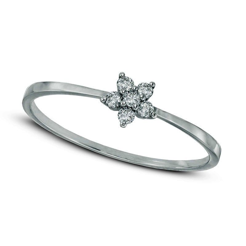 Image of ID 1 010 CT TW Natural Diamond Flower Ring in Solid 14K White Gold