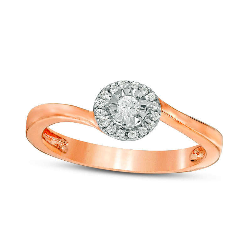 Image of ID 1 010 CT TW Natural Diamond Frame Bypass Promise Ring in Solid 10K Rose Gold