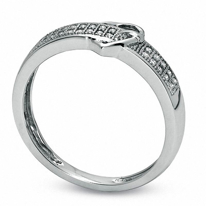 Image of ID 1 010 CT TW Natural Diamond Heart Buckle Promise Ring in Solid 10K White Gold