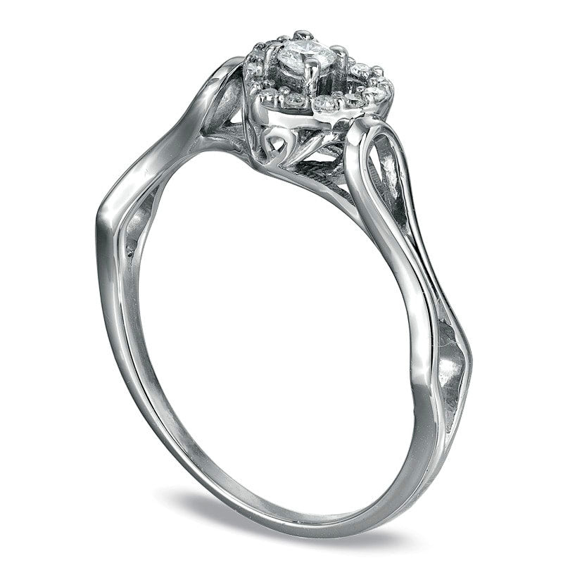 Image of ID 1 010 CT TW Natural Diamond Heart Framed Promise Ring in Sterling Silver