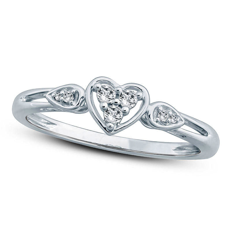 Image of ID 1 010 CT TW Natural Diamond Heart Promise Ring in Solid 10K White Gold