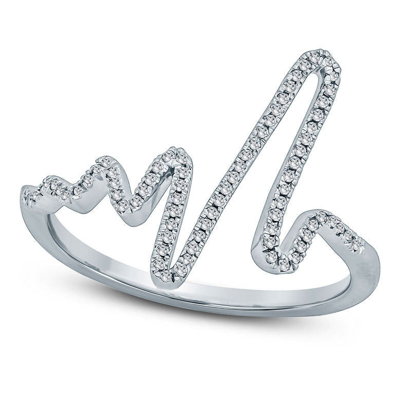 Image of ID 1 010 CT TW Natural Diamond Heartbeat Ring in Sterling Silver