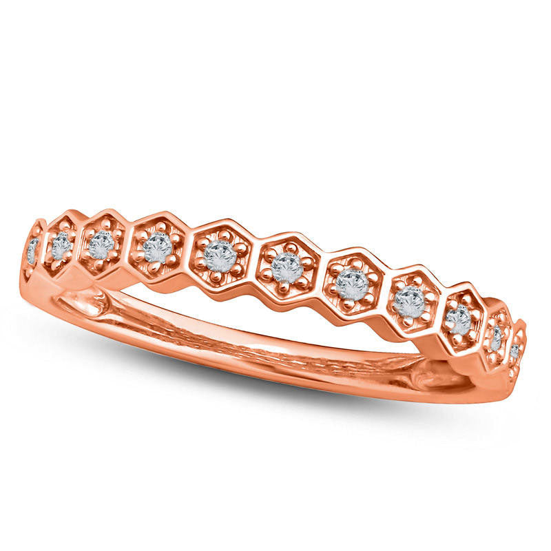 Image of ID 1 010 CT TW Natural Diamond Hexagon Stackable Band in Solid 10K Rose Gold