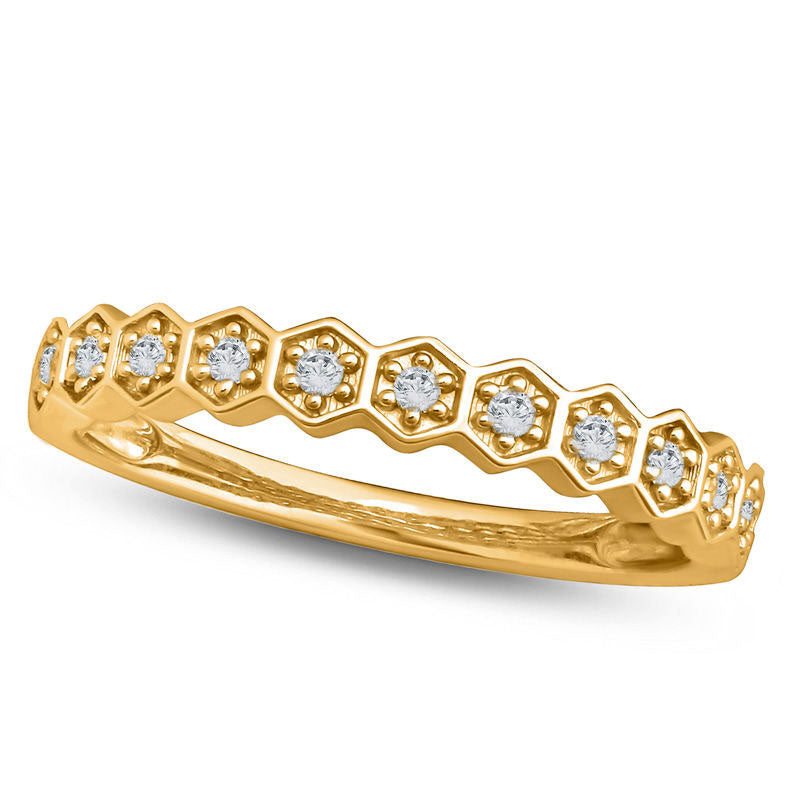 Image of ID 1 010 CT TW Natural Diamond Hexagon Stackable Band in Solid 10K Yellow Gold