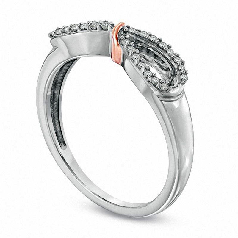 Image of ID 1 010 CT TW Natural Diamond Infinity Loop Ring in Sterling Silver and Solid 14K Rose Gold Plate - Size 7