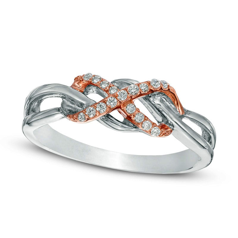 Image of ID 1 010 CT TW Natural Diamond Infinity Ring in Sterling Silver and Solid 10K Rose Gold