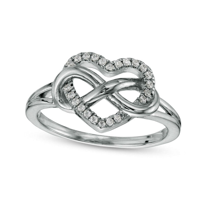 Image of ID 1 010 CT TW Natural Diamond Intertwined Heart and Infinity Loop Ring in Sterling Silver