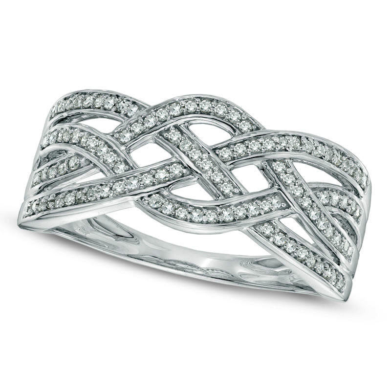 Image of ID 1 010 CT TW Natural Diamond Loose Braid Band in Solid 10K White Gold