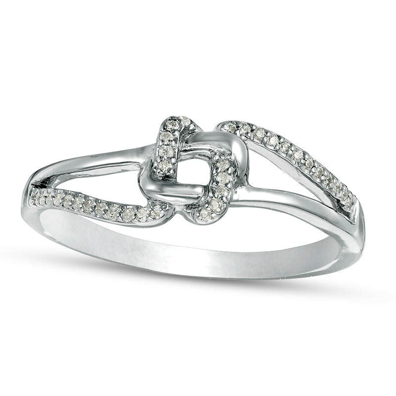 Image of ID 1 010 CT TW Natural Diamond Love Knot Ring in Sterling Silver