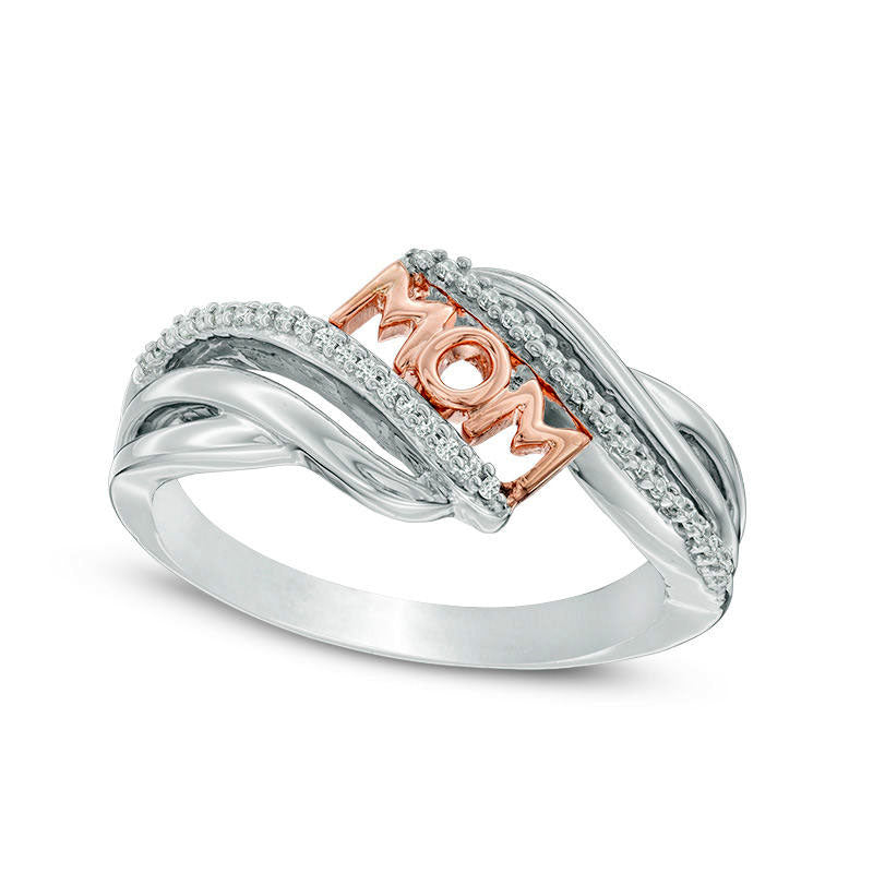 Image of ID 1 010 CT TW Natural Diamond MOM Bypass Ring in Sterling Silver and Solid 10K Rose Gold