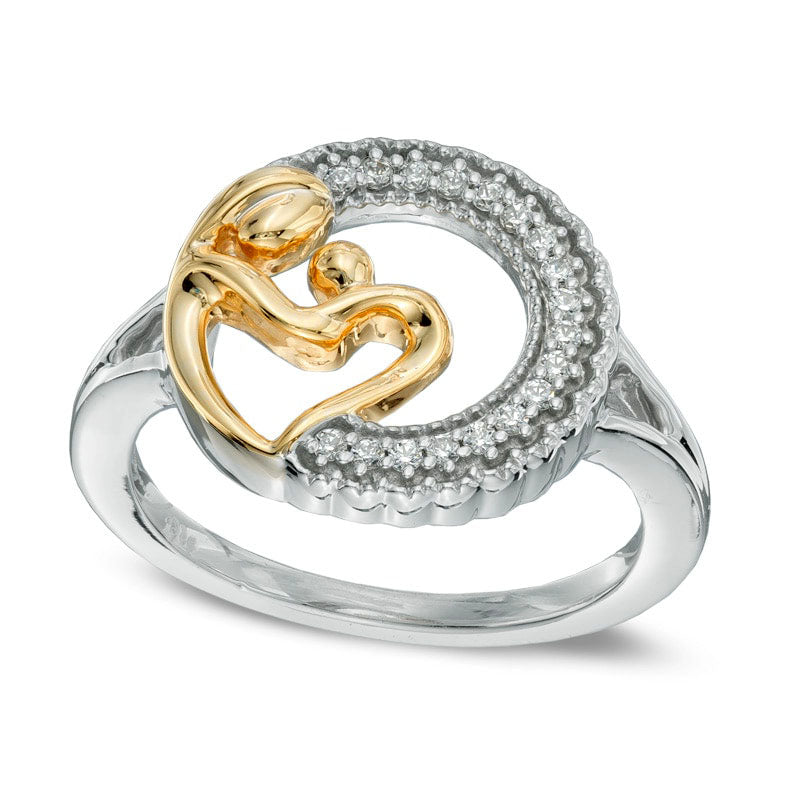 Image of ID 1 010 CT TW Natural Diamond Motherly Love Circle Ring in Sterling Silver and Solid 14K Gold Plate