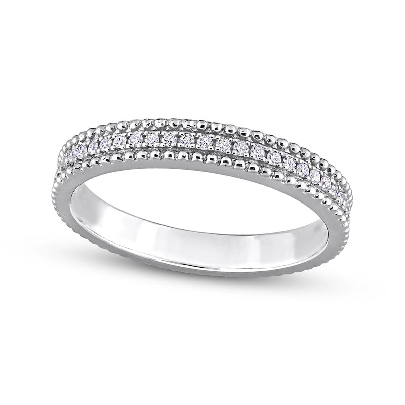 Image of ID 1 010 CT TW Natural Diamond Multi-Row Beaded Anniversary Band in Sterling Silver
