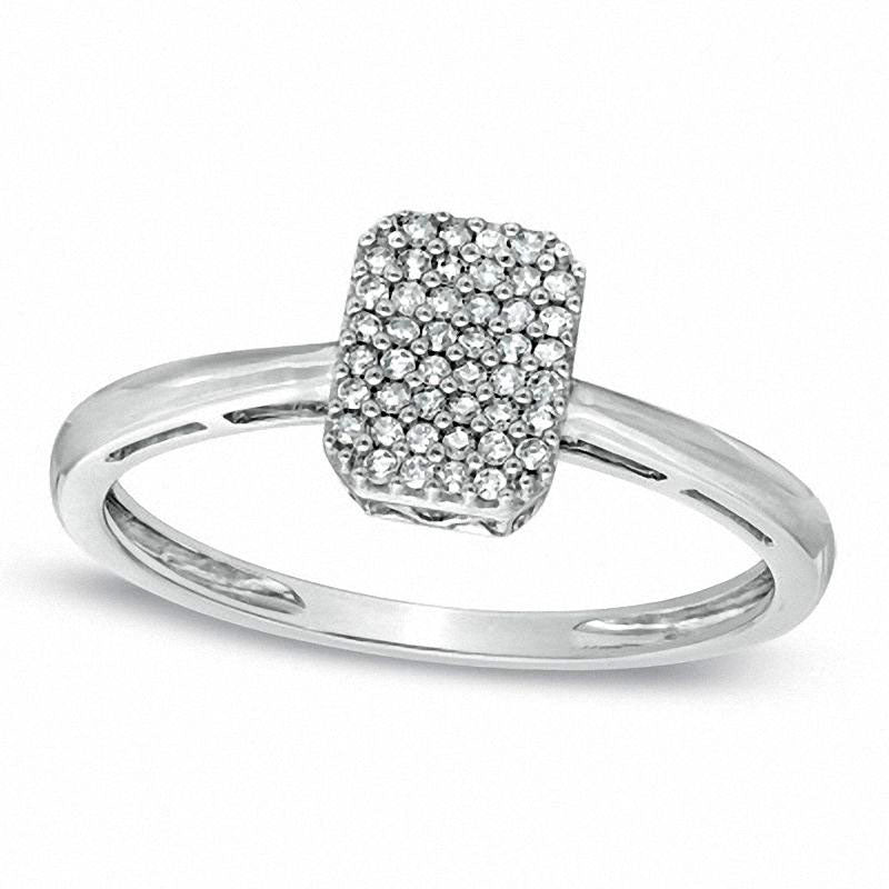 Image of ID 1 010 CT TW Natural Diamond Octagonal Cluster Promise Ring in Solid 10K White Gold