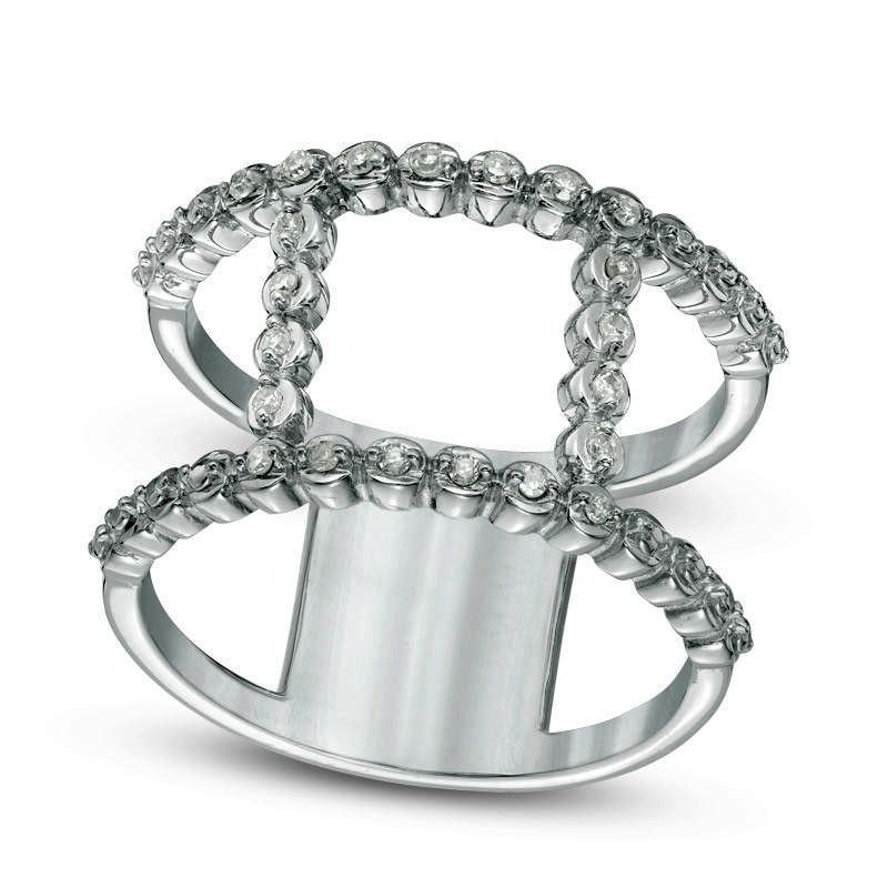 Image of ID 1 010 CT TW Natural Diamond Open Double Bar Ring in Sterling Silver