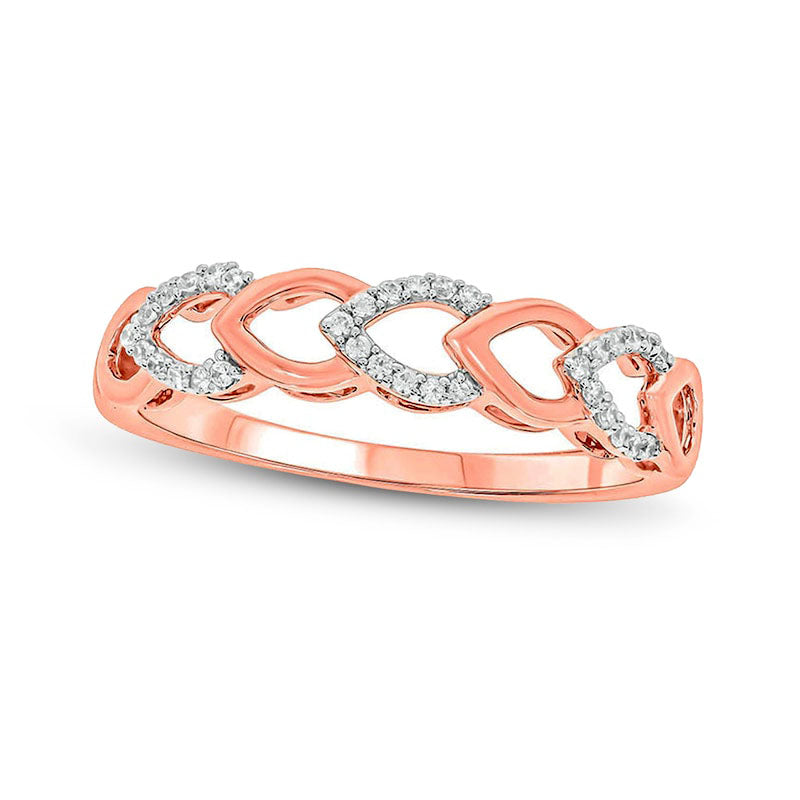 Image of ID 1 010 CT TW Natural Diamond Outlined Leaves Ring in Solid 10K Rose Gold