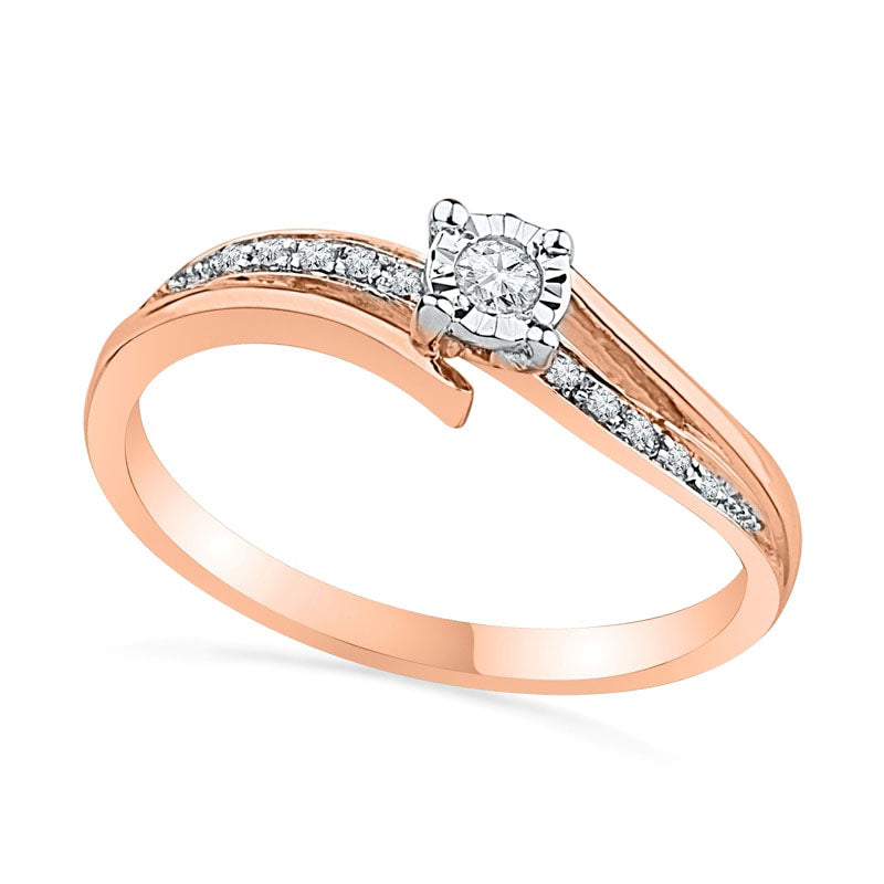 Image of ID 1 010 CT TW Natural Diamond Promise Ring in Solid 10K Rose Gold