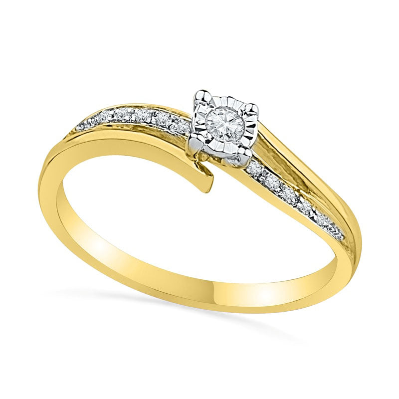 Image of ID 1 010 CT TW Natural Diamond Promise Ring in Solid 10K Yellow Gold